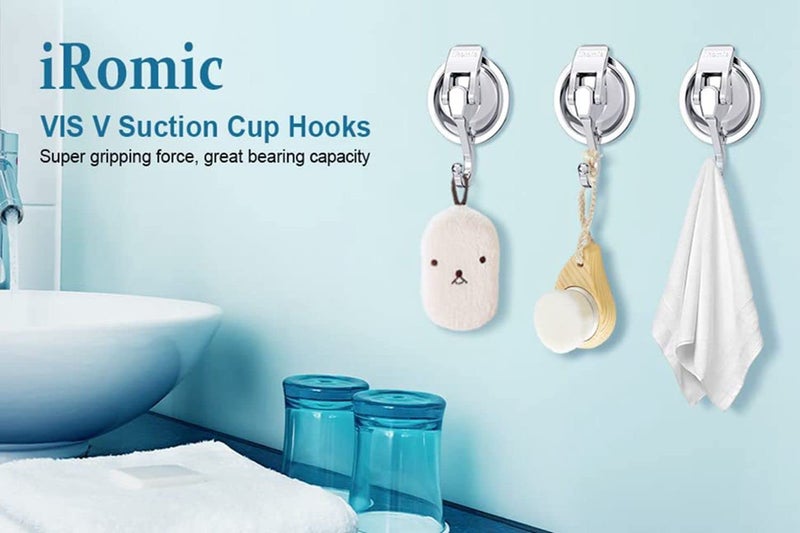 iRomic Heavy Duty Vacuum Suction Cups Hooks (4Pack) Specialized for Kitchen&Bathroom&Restroom Organization - Image 5